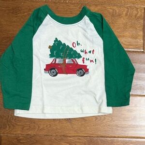 NWOT Size 12 Months Holiday Time Green and White Graphic Long Sleeve Shirt